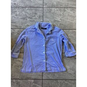 Lauren Ralph Lauren Womens Blue White Striped Pajama Top Sleep Shirt Size M